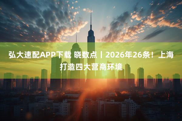 弘大速配APP下载 晓数点丨2026年26条！上海打造四大营商环境